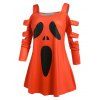 T-shirt D'Halloween Découpé en Echelle de Grande Taille - Rouge 3X