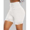 Legging Court à Coupe Haute à Lacets - Blanc XXL