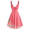 Robe d'Eté Asymétrique Fleur Plissée Superposée en Ligne A - Rose clair L