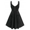 Robe Zippée de Grande Taille à Lacets à Œillet - Noir 3X
