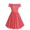 Off Shoulder Polka Dot Princess Seam Dress - RED 2XL