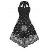 Robe à Imprimé Crâne de Grande Taille sans Dos à Lacets à Col Halter - Noir 3X