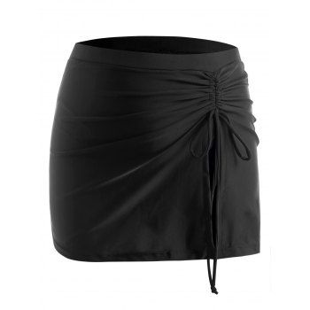 

Plus Size Slit Cinched Swim Skort, Black