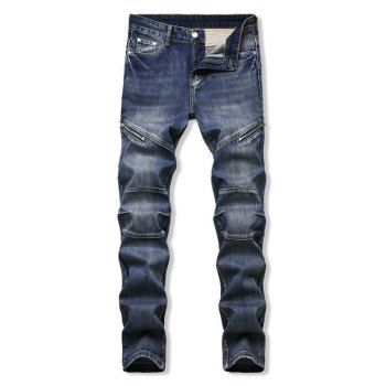 

Zipper Detail Light Wash Jeans, Blue