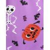 Robe D'Halloween à Imprimé Citrouille Squelette Grande Taille à Lacets - Noir 5X