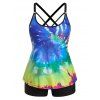 Maillot de Bain Tankini Croisé au Dos de Grande Taille - Bleu 2X