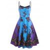 Lace Insert 3D Print Ombre Dress with O Ring T Shirt - multicolor XL