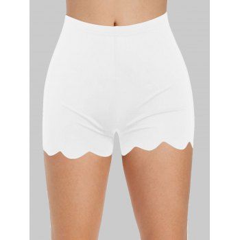 

Scalloped Skinny Mini Shorts, White