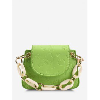 

Chains Embossed Pattern Mini Crossbody Bag, Green