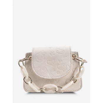 

Chains Embossed Pattern Mini Crossbody Bag, White