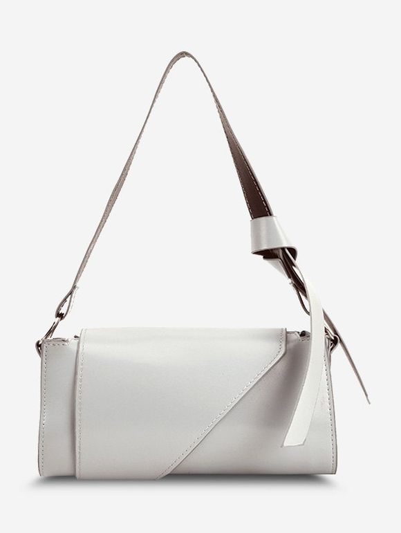 Sac à Bandoulière Zippé en Couleur Unie à Chaîne - Blanc 