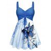 Débardeur Noué à Imprimé Papillon de Grande Taille - Bleu profond 3X