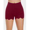 Scalloped Skinny Mini Shorts - DEEP RED XXXL