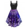 Robe à Imprimé Crâne Fleur à Lacets à Œillet - Pourpre XXL