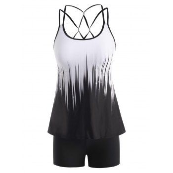 

Dip Dye Slit Caged Tankini Swimwear, Black