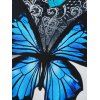 Flower Butterfly Print Lace Insert Tank Top - WHITE XXXL