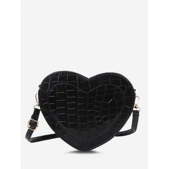 

Heart-Shape Embossed Crossbody Bag, Black