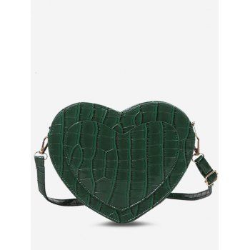 

Heart-Shape Embossed Crossbody Bag, Medium forest green