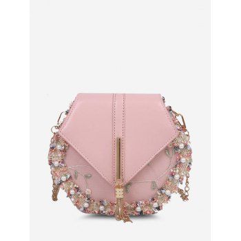 

Embroidery Edge Faux Pearl Crossbody Bag, Pink
