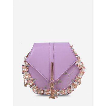 

Embroidery Edge Faux Pearl Crossbody Bag, Tyrian purple