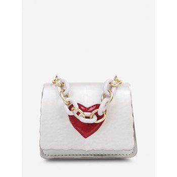 

Heart Flap Chain Crossbody Bag, Warm white