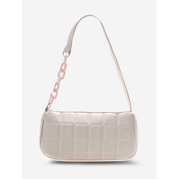 

Square-Quilted Half Chain Shoulder Bag, Milk white
