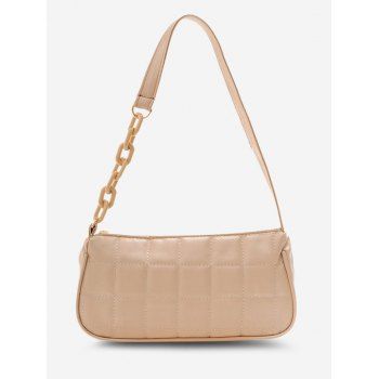 

Square-Quilted Half Chain Shoulder Bag, Light khaki