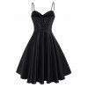 Mesh Swiss Dot Vintage A Line Dress - BLACK S