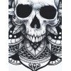 Gothic Halloween Skull Print Contrast Peplum Flounce Cami A Line Dress - BLACK XXL