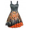 Robe D'Halloween Toile D'Araignée Chauve-souris Citrouille de Grande Taille - Gris 3X