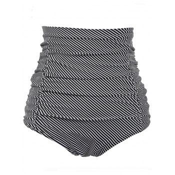 Plus Size Striped Ruched High Waist Bikini Bottom dresslily imagine noua 2022