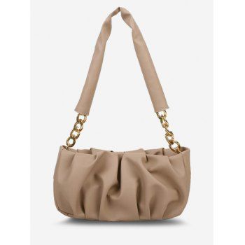 

Half Chain Strap Ruched Shoulder Bag, Light khaki