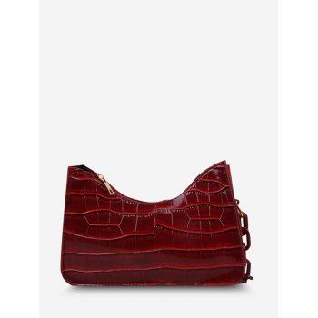 

Half-Chain Strap Embossed Shoulder Bag, Red