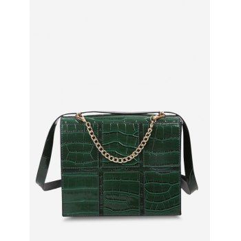 

Embossed Spliced Chain Crossbody Bag, Medium sea green