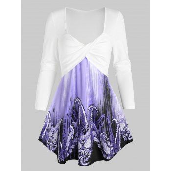 

Twisted Front Octopus Print Sweetheart Top, White