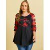 Heart Claw Plaid Ladder Cutout Plus Size Top - RED 1X