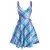 Robe d'Eté Moulante et Evasée à Lacets et Imprimée à Carreaux - multicolor L
