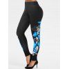 Pantalon à Imprimé Papillon à Coupe Haute - Noir L
