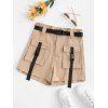 Short Cargo Bouclé Ceinturé de Grande Taille - café lumière L