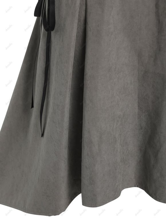 Jupe Haute Basse à Bretelle Boutonnée à Lacets - Gris M