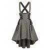 Jupe Haute Basse à Bretelle Boutonnée à Lacets - Gris XXL