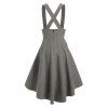 Jupe Haute Basse à Bretelle Boutonnée à Lacets - Gris S