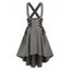 Jupe Haute Basse à Bretelle Boutonnée à Lacets - Gris S