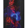 Cutout Floral Print Handkerchief Tee - BLACK 2X
