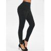 Pantalon Moulant à Coupe Haute à Volants - Noir XL