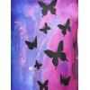 T-shirt Teinté Galaxie Papillon de Grande Taille à Col Oblique - Noir 5X