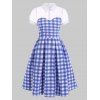 Robe Vintage Pin-Up à Carreaux - Bleu XL