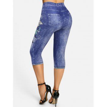 Skinny Butterflies 3D Print Capri Jeggings