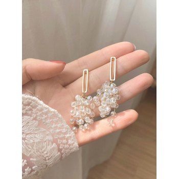 

Faux Crystal Beading Drop Earrings, Golden