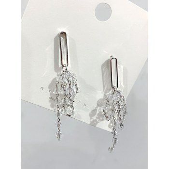

Faux Crystal Beading Drop Earrings, Silver